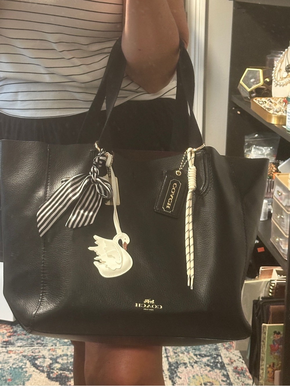 Coach Black Leather Derby Tote Bag